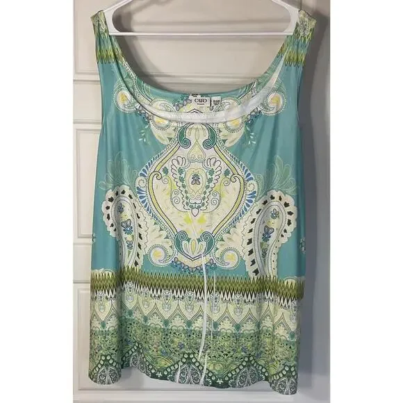 Cato Teal Sleeveless Subliminal Tank W/ Matching Handkerchief Poncho Plus 22/24 - Picture 4 of 11